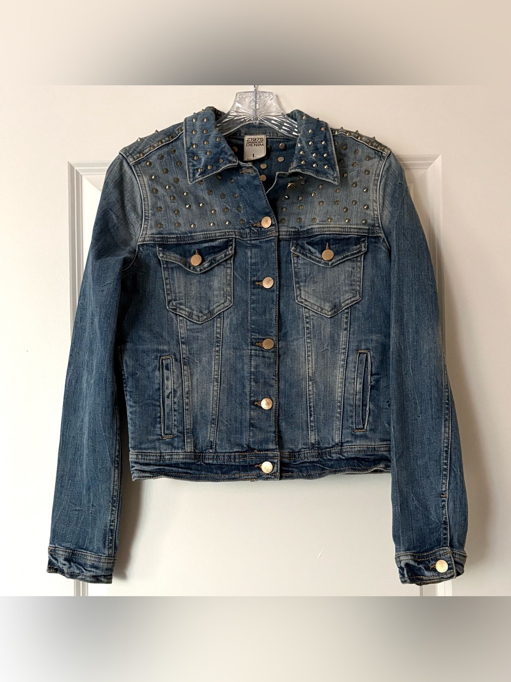 Zara blue denim jacket with silver studs